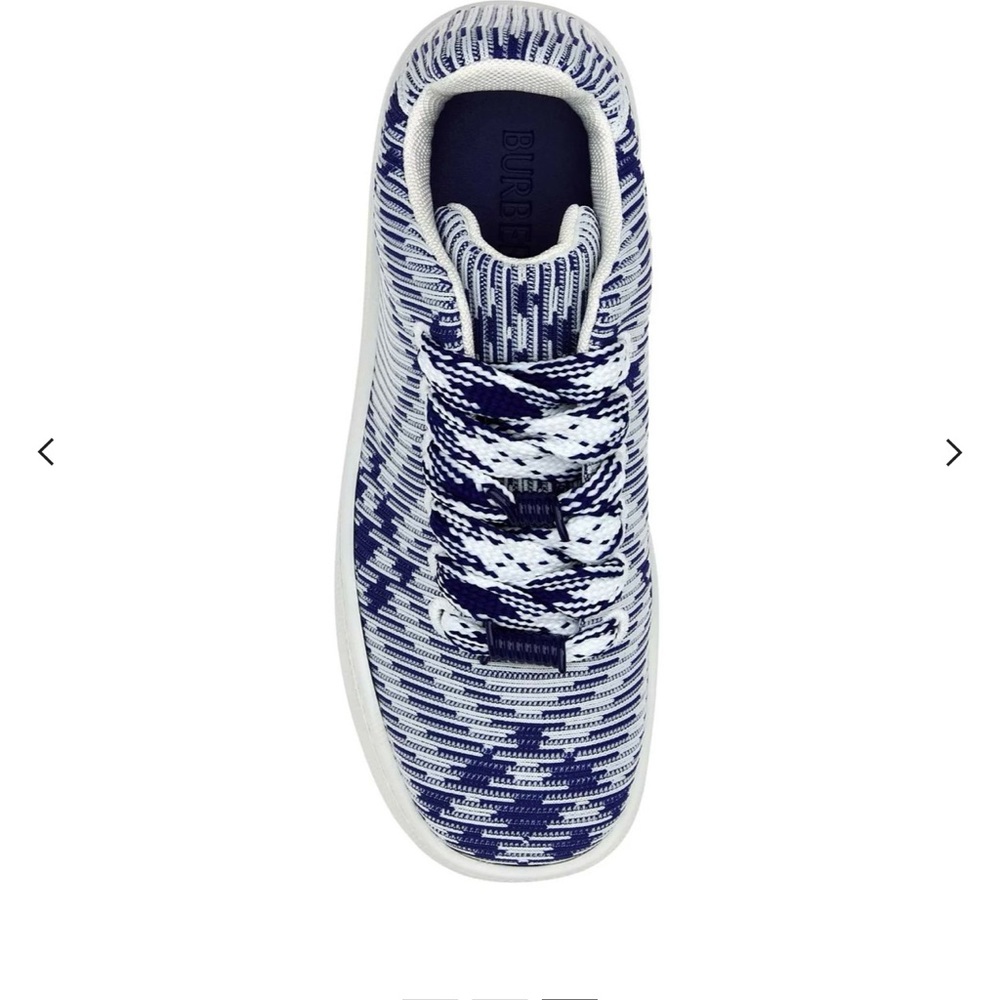 Burberry White and Blue Striped Sneakers - Picture 2 of 9